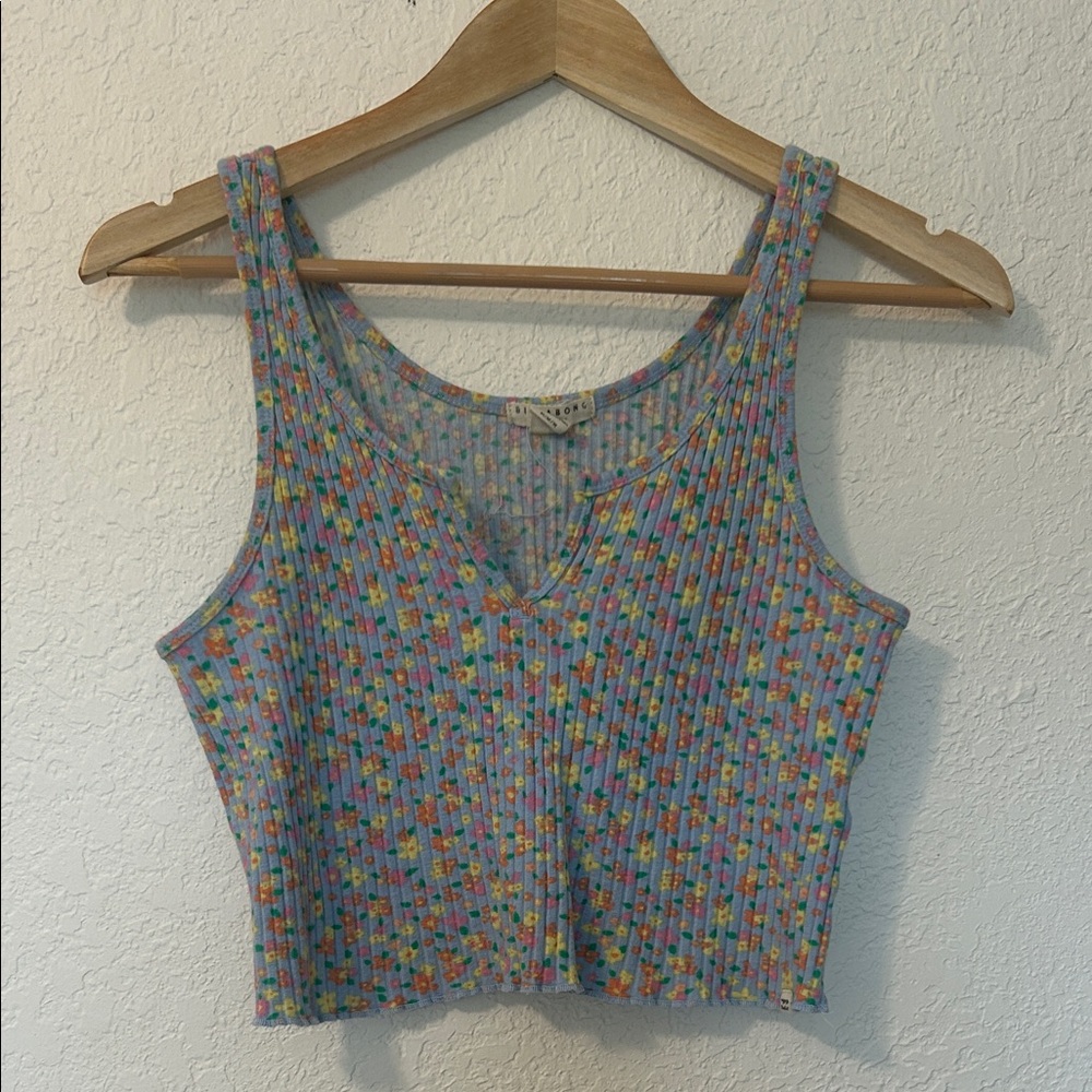 Billabong Women’s Multicolor Floral Ribbed Crop Top Medium